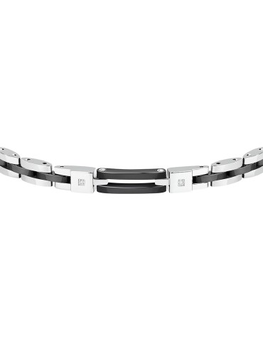 Sector Bracelet - Ceramic-Steel-Black Mesh-White Diamonds-SAFR46 2
