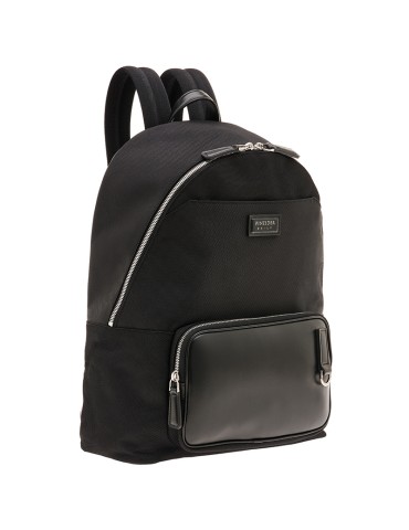 Pineider Backpack - Daily - Nylon-Calfskin Smooth Black-PDNL006056