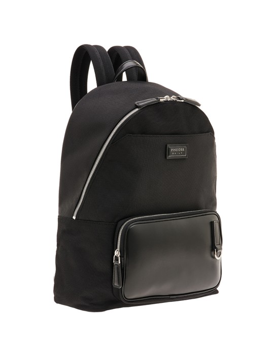 Zaino Pineider - Daily - Nylon-Pelle di Vitello Liscia Nera-PDNL006056