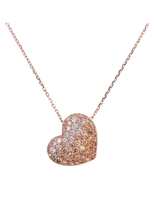 Bronzallure Necklace - Heart -Cubic Zirconia Champagne-WSBZ01200.CHAMP