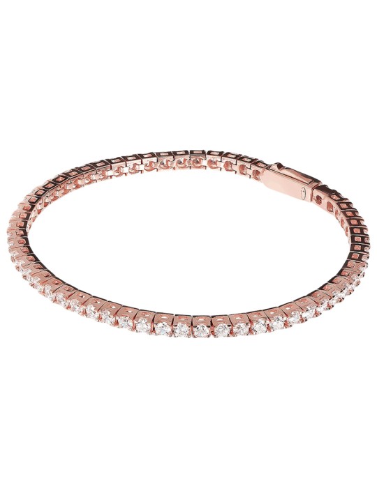 Bracciale Bronzallure - Altissima Tennis Rose Gold con Cubic Zirconia Bianchi - Large - 0