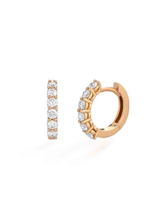 Buonocore Earrings - 18K Rose Gold Hoop Earrings with 0.33ct White Diamonds - 0