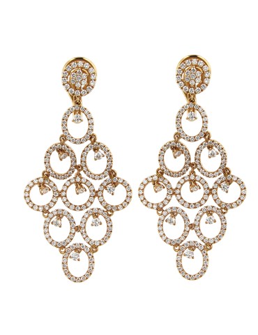 Crivelli Earrings - 18K Rose Gold Pendants with Natural Diamonds 3.90 ct - 0