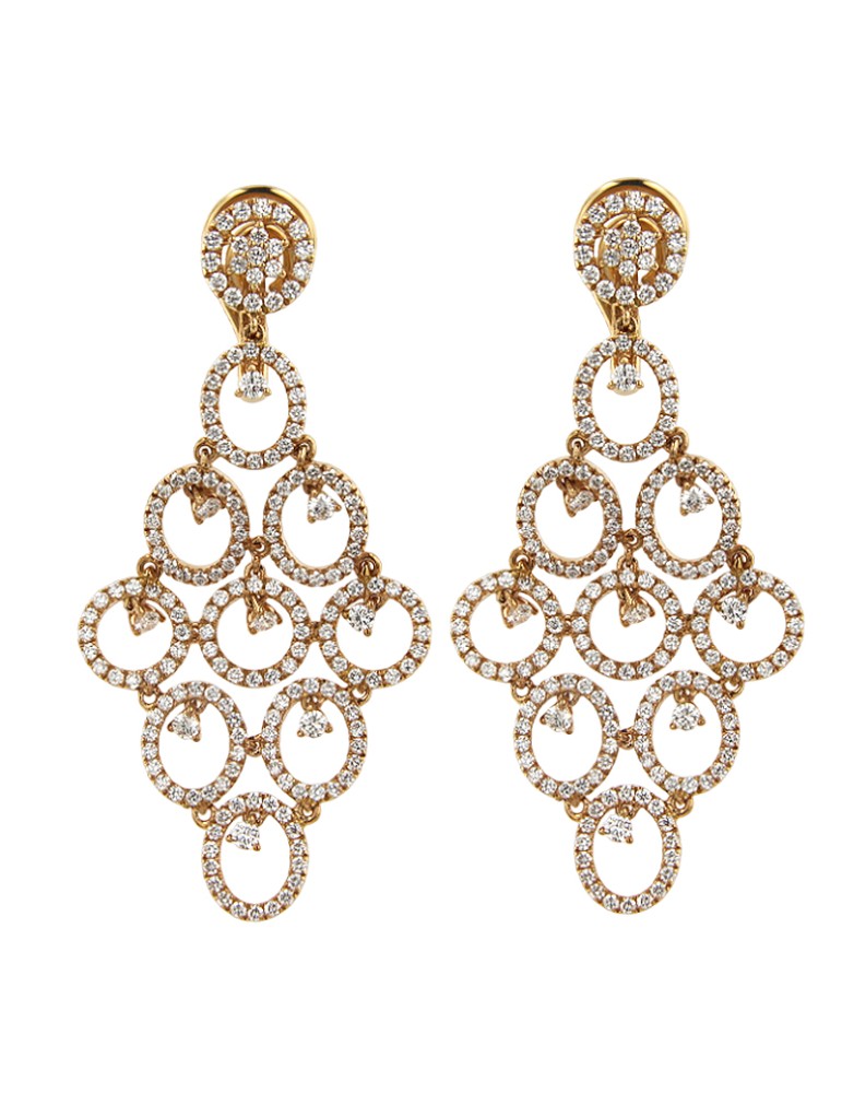 Crivelli Earrings - 18K Rose Gold Pendants with Natural Diamonds 3.90 ct - 0