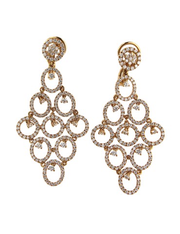 Crivelli Earrings - 18K Rose Gold Pendants with Natural Diamonds 3.90 ct - 0 2
