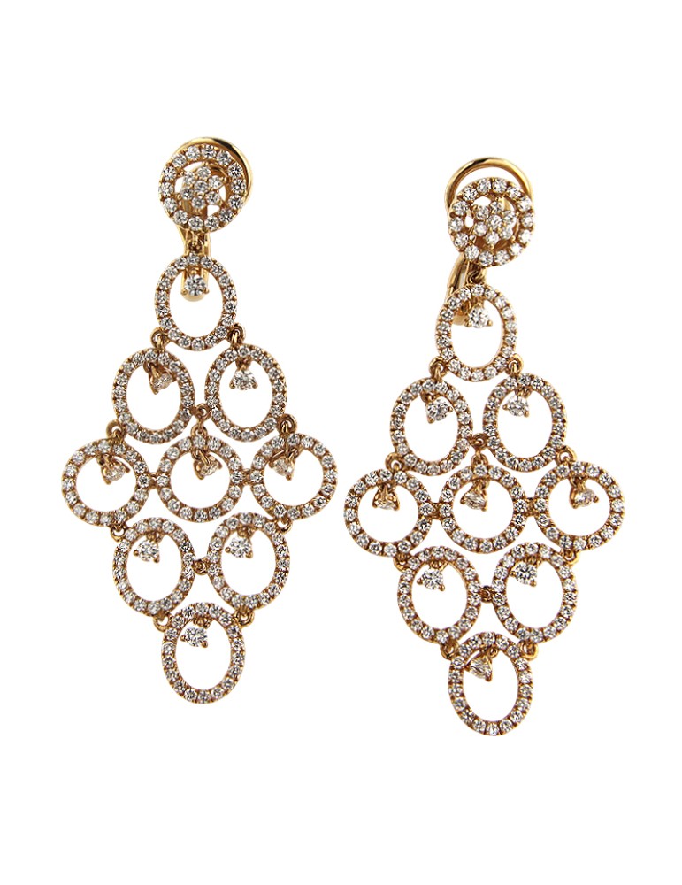 Crivelli Earrings - 18K Rose Gold Pendants with Natural Diamonds 3.90 ct - 0