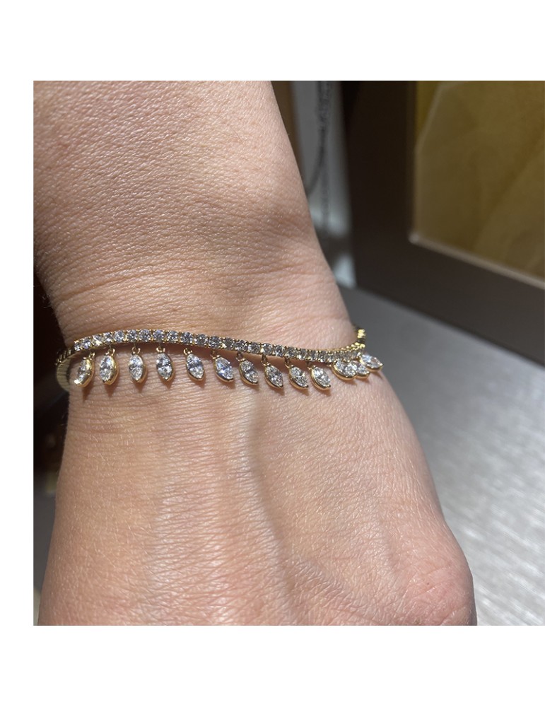 Crivelli Bracelet - Rigid in 18K Rose Gold with Natural Diamonds 2.14 ct - 0