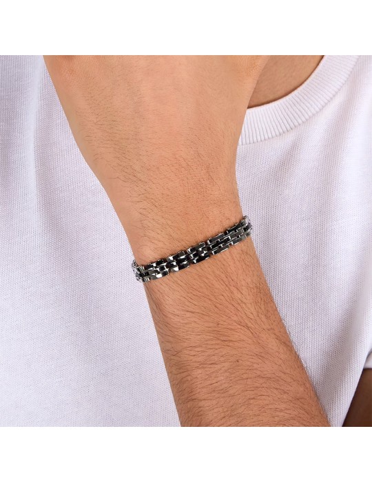 Sector Bracelet - Ceramic - Steel 316L -Black Ceramic Elements-SAFR51