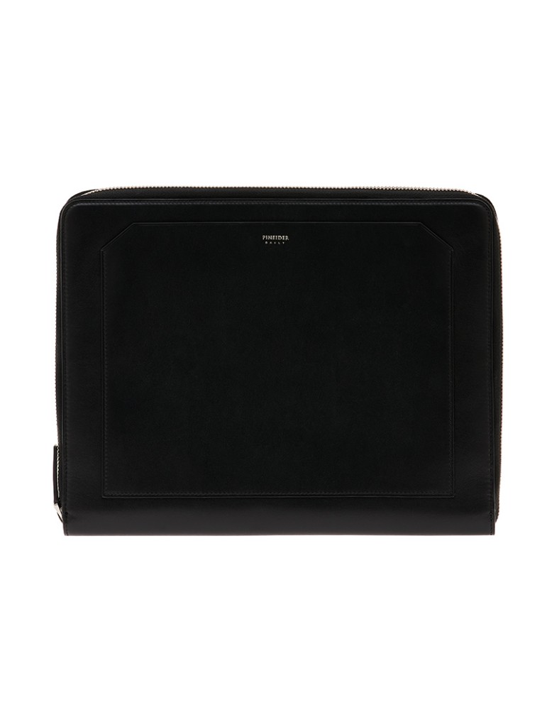 Pineider Document Holder -Black and Smooth Calfskin -Zip-PSL702056