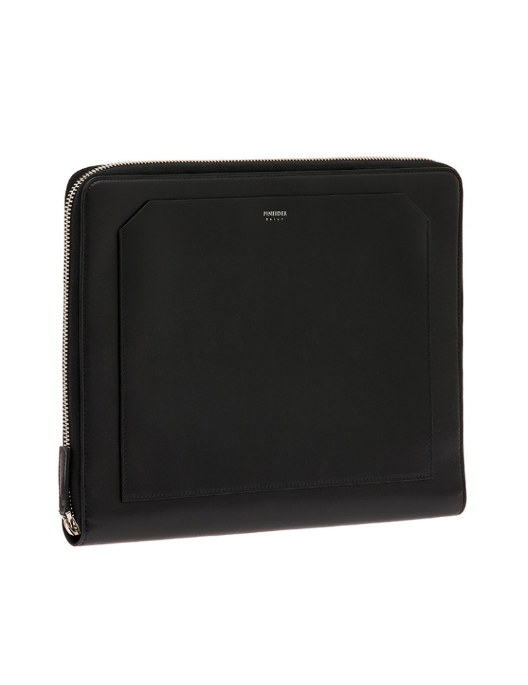 Porta Documenti Pineider -Pelle di Vitello Nera e Liscia-Zip-PSL702056