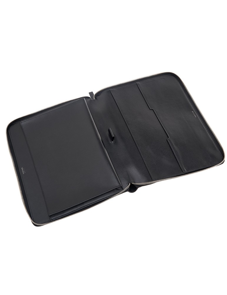 Pineider Document Holder -Black and Smooth Calfskin -Zip-PSL702056