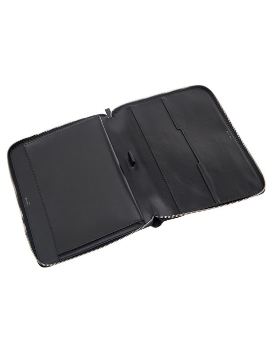 Pineider Document Holder -Black and Smooth Calfskin -Zip-PSL702056