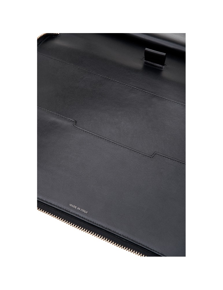 Pineider Document Holder -Black and Smooth Calfskin -Zip-PSL702056