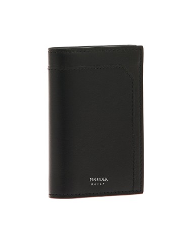 Pineider Vertical Wallet - Black Smooth Leather with Zip - PSS714056 2