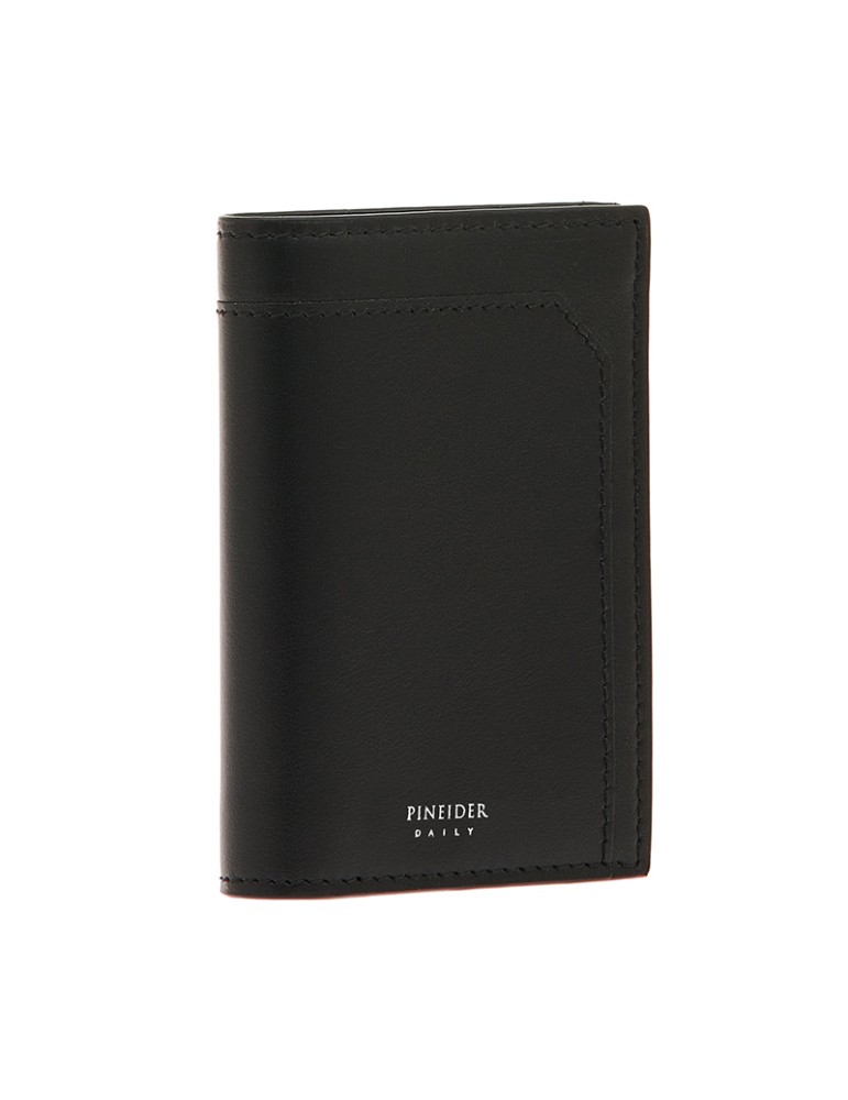 Portafoglio Verticale Pineider - Pelle Liscia Nera con Zip - PSS714056