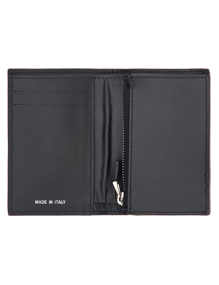 Portafoglio Verticale Pineider - Pelle Liscia Nera con Zip - PSS714056