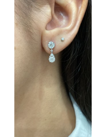 Crivelli Earrings - 18K White Gold Drop Pendants with 0.99ct Natural Diamonds - 0 2