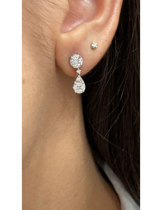 Crivelli Earrings - 18K White Gold Drop Pendants with 0.99ct Natural Diamonds - 0