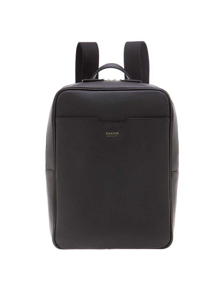 Pineider Backpack - Daily Slim - Black Tumbled Calfskin - PTL011056
