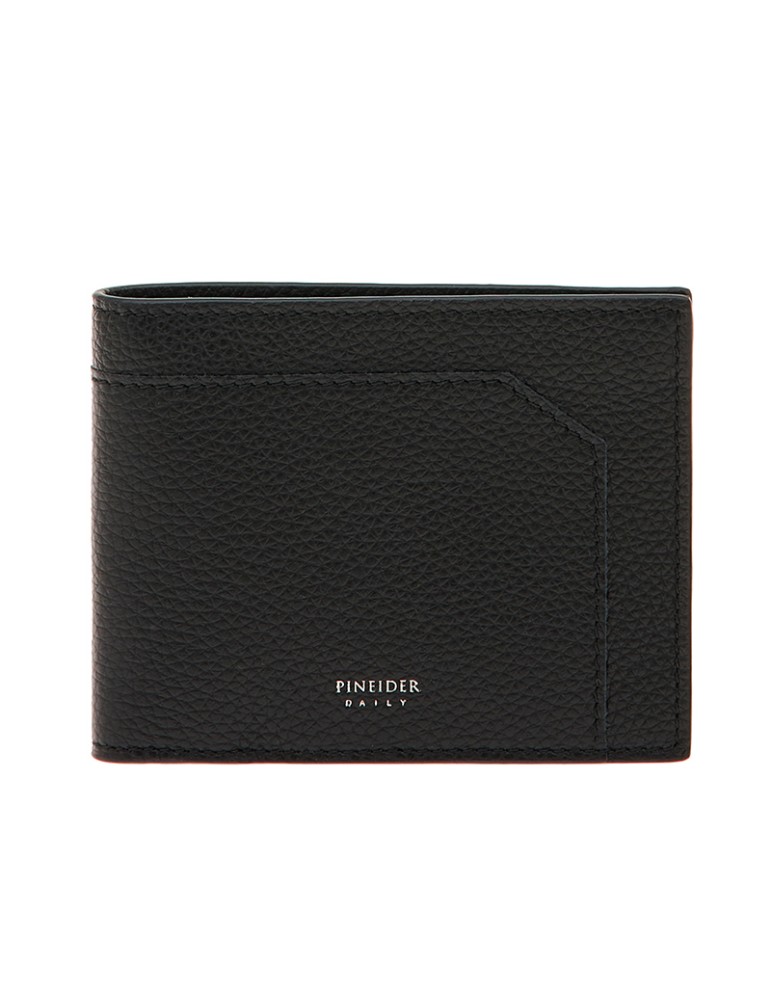 Portafoglio Pineider-6 Scomparti-Pelle di Vitello Bottalata Nera-PTS709056