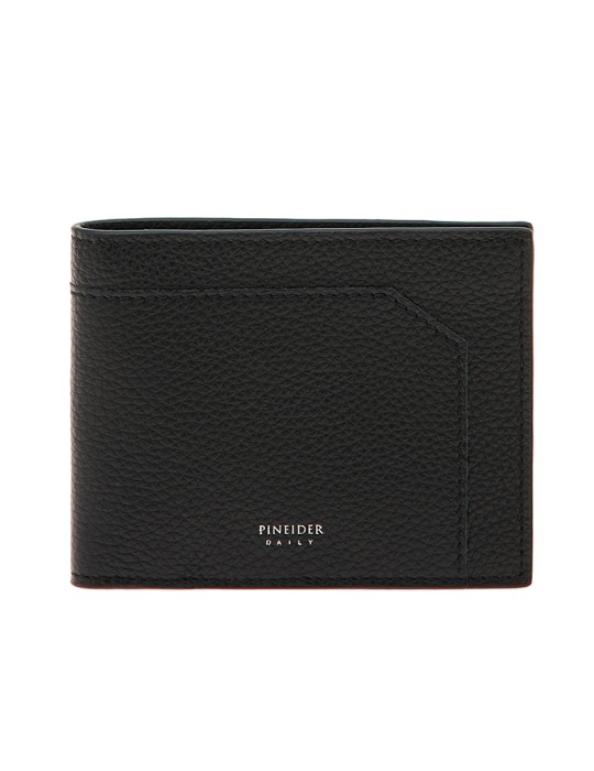 Portafoglio Pineider-6 Scomparti-Pelle di Vitello Bottalata Nera-PTS709056