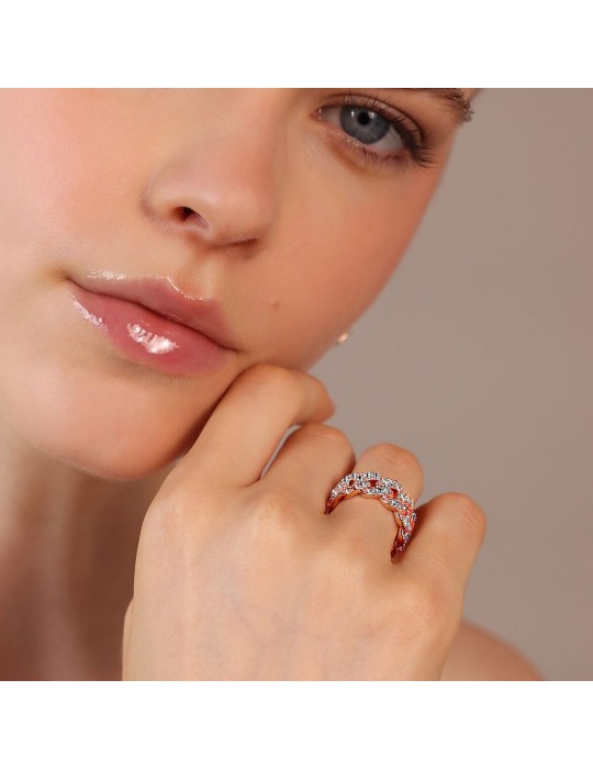 Bronzallure Ring - Band Ring - Chain-Cubic Zirconia-WSBZ02329.WHI-CZ