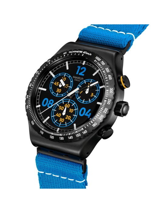 Orologio Swatch - Moments in Blue - Cronografo - Blu -43mm-Nero-YVB100
