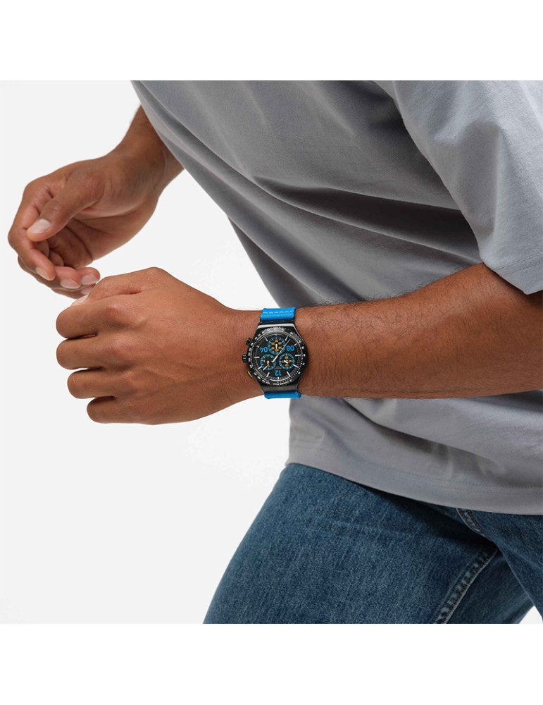 Orologio Swatch - Moments in Blue - Cronografo - Blu -43mm-Nero-YVB100