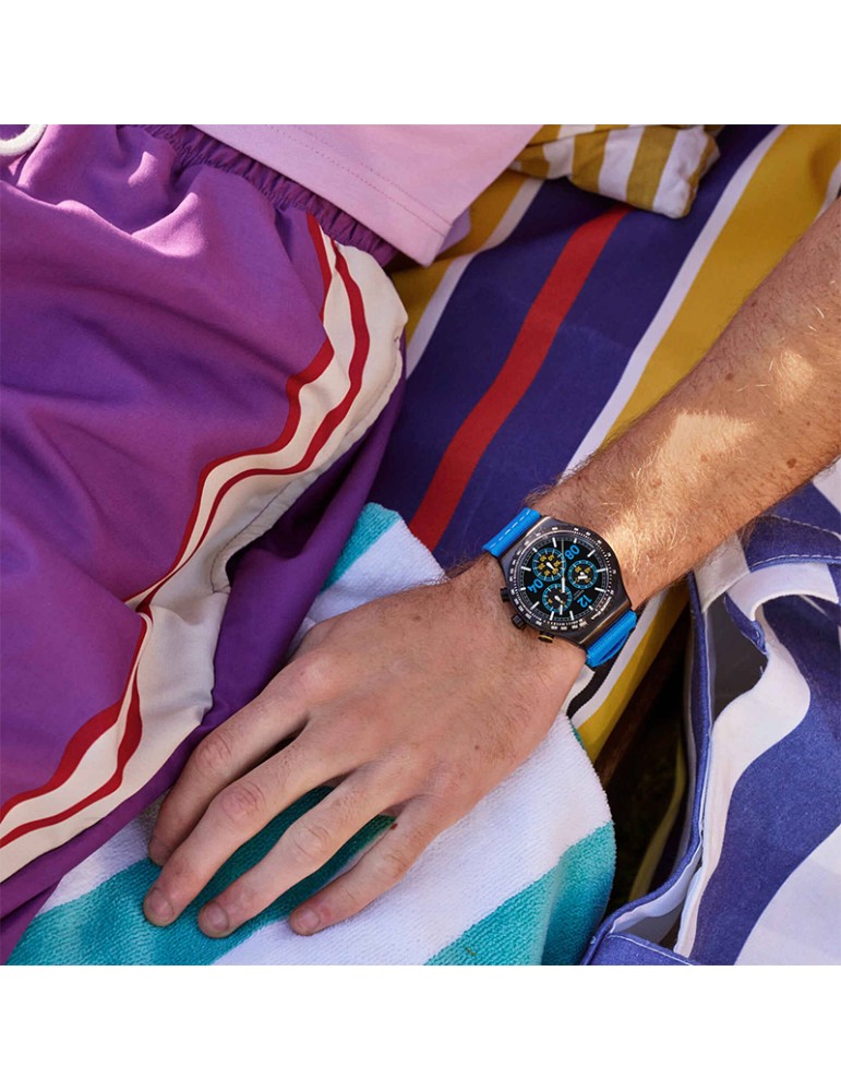Orologio Swatch - Moments in Blue - Cronografo - Blu -43mm-Nero-YVB100