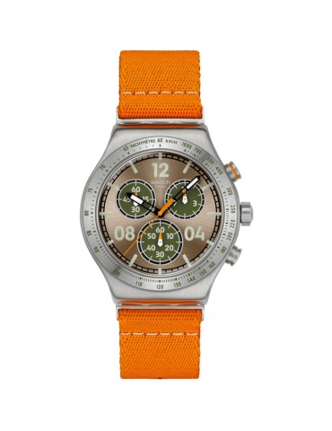 Swatch Watch - Vacation Time - Orange-43mm-Light Brown-YVS101