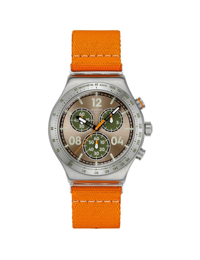 Swatch Watch - Vacation Time - Orange-43mm-Light Brown-YVS101