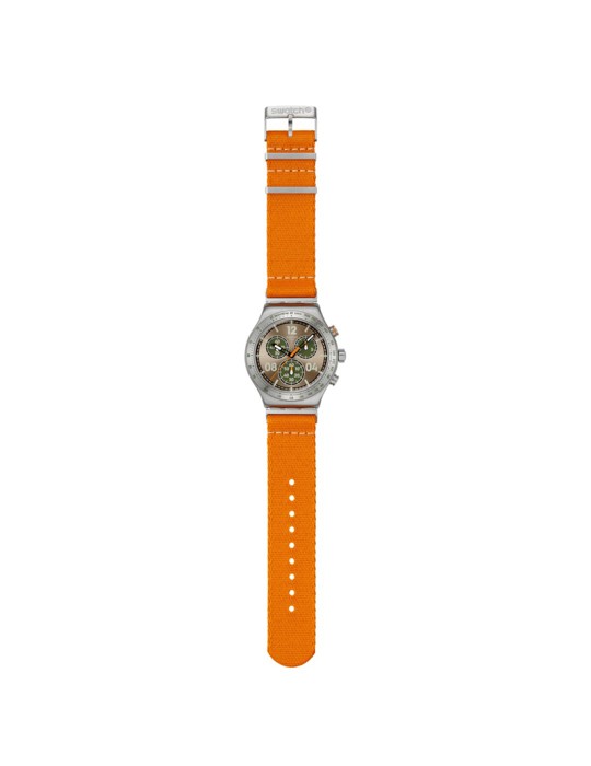 Swatch Watch - Vacation Time - Orange-43mm-Light Brown-YVS101