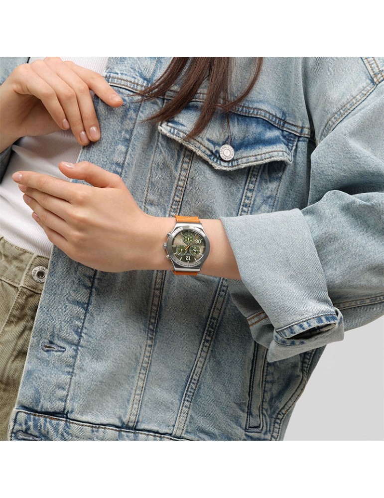Swatch Watch - Vacation Time - Orange-43mm-Light Brown-YVS101