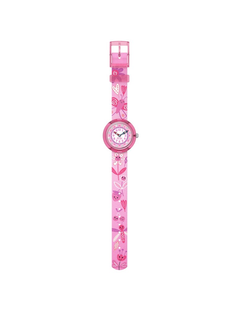 Flik Flak Watch - Happy Meadow-Pink-32mm-Flowers - Crystals-ZFBNP239