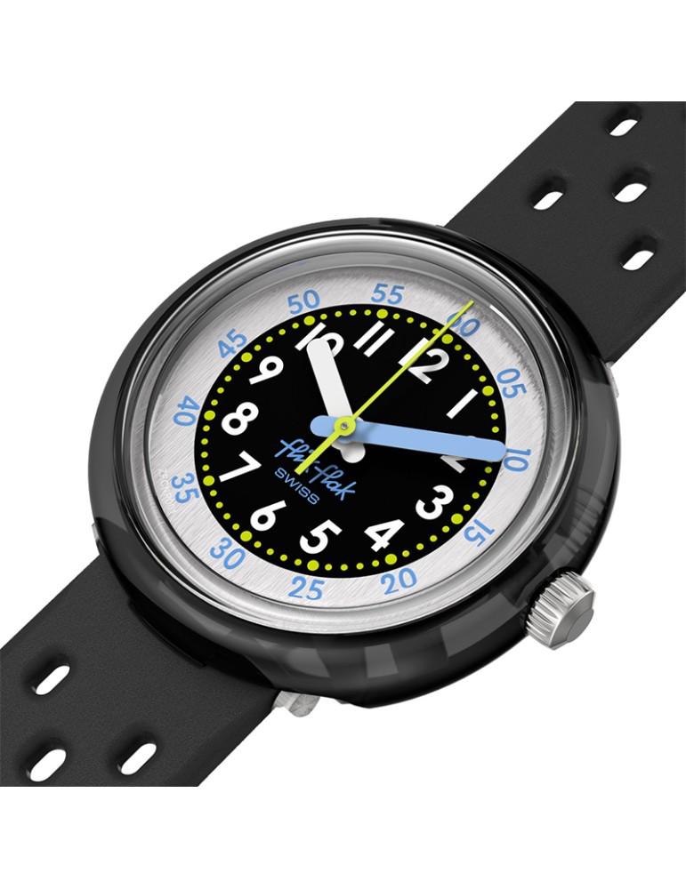 Orologio Flik Flak-Fizz in Black-Nero-32mm-Cinturino Traforato-ZFCNP001