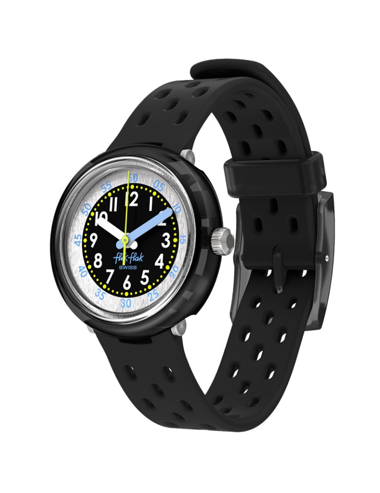 Swatch Watch - Fizz in Black-Black-32mm-Perforated Strap-ZFCNP001
