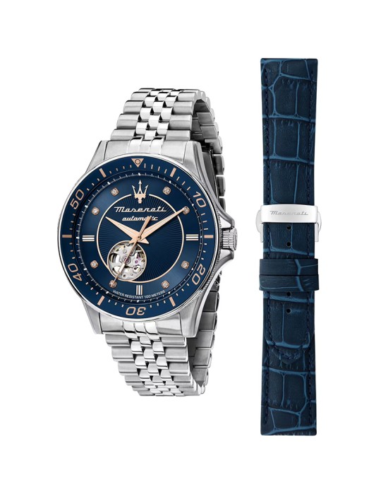 Special Pack Maserati Watch- Automatic-Silver-44mm-Blue-R8823140013