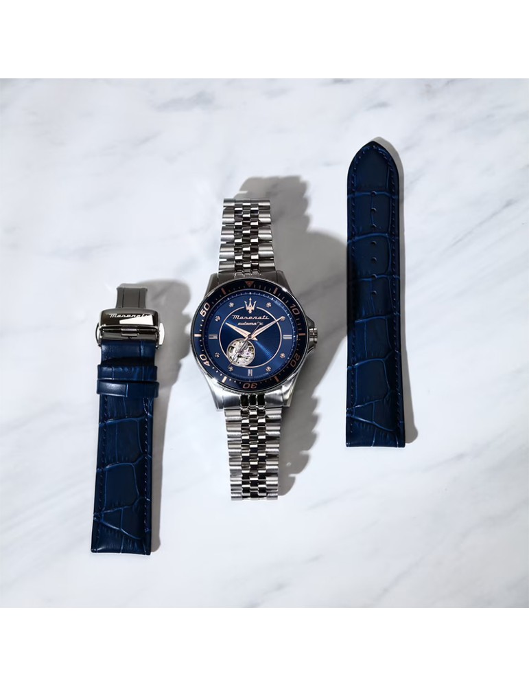 Special Pack Maserati Watch- Automatic-Silver-44mm-Blue-R8823140013