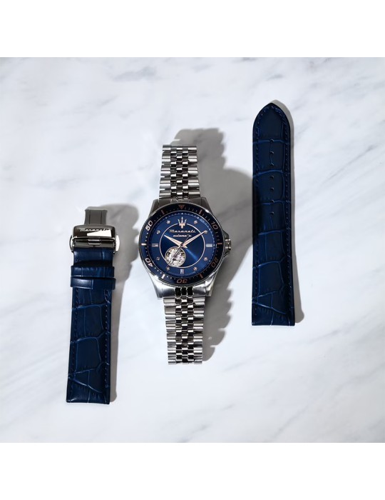 Special Pack Orologio Maserati- Automatico-Silver-44mm-Blu-R8823140013
