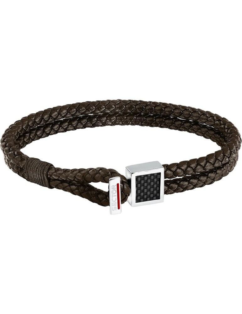 Bracciale Sector - Bandy - Cordini di Pelle Marrone-Intrecciata-SZV128