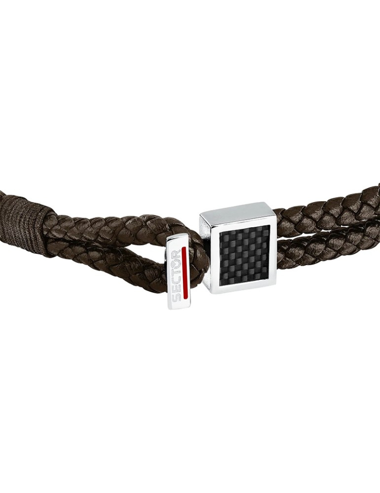 Bracciale Sector - Bandy - Cordini di Pelle Marrone-Intrecciata-SZV128