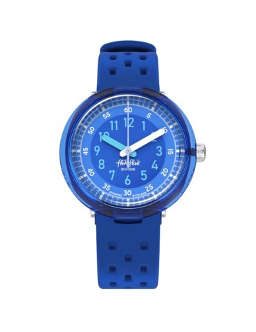 Flik Flak Watch - Fizz in Blue - 32mm - Perforated Strap-ZFCNP002
