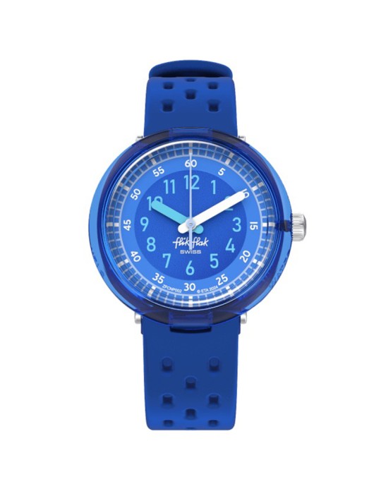 Flik Flak Watch - Fizz in Blue - 32mm - Perforated Strap-ZFCNP002