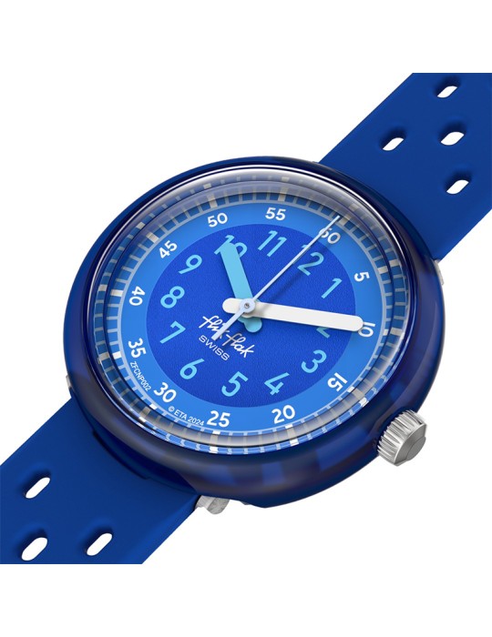 Flik Flak Watch - Fizz in Blue - 32mm - Perforated Strap-ZFCNP002