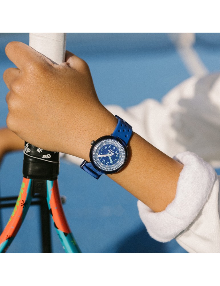 Flik Flak Watch - Fizz in Blue - 32mm - Perforated Strap-ZFCNP002