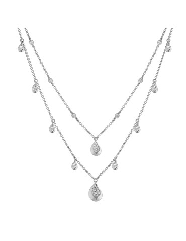 Collana Buonocore - Dew in Oro Bianco 18 carati con Gocce e Diamanti Naturali 0,40 ct - 1508C01DW