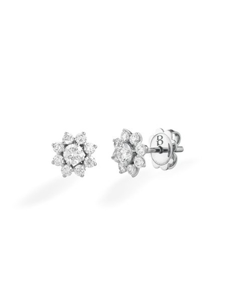 Orecchini Buonocore - Sunshine in Oro Bianco 18 carati con Fiore e Diamanti Naturali 0,73 ct - 1578O01DW