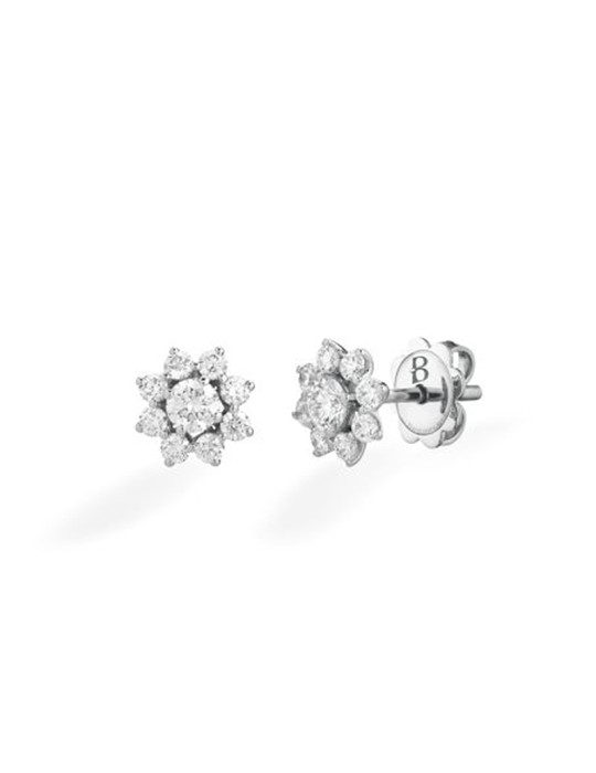 Buonocore - Sunshine Earrings in 18K White Gold with Flower and Natural Diamonds 0.73 ct - 0