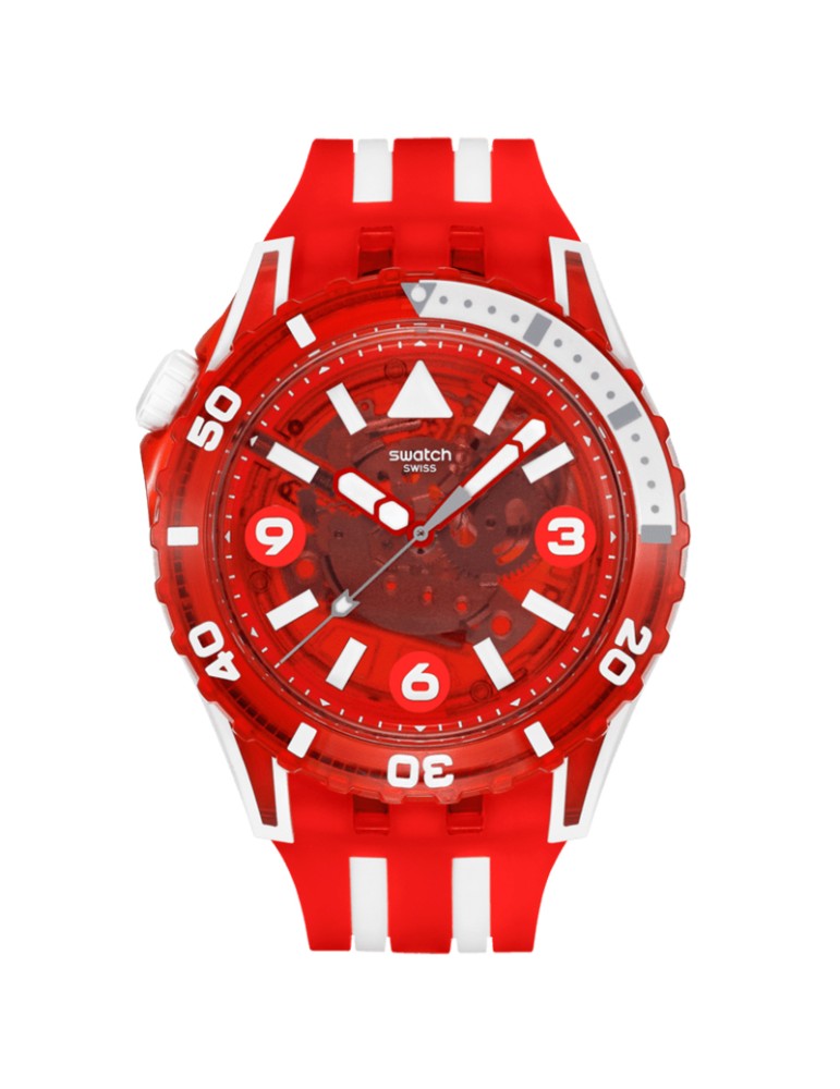 Swatch Watch - Lion's Mane -Time Only-44mm-Red-White-SSCU09R100