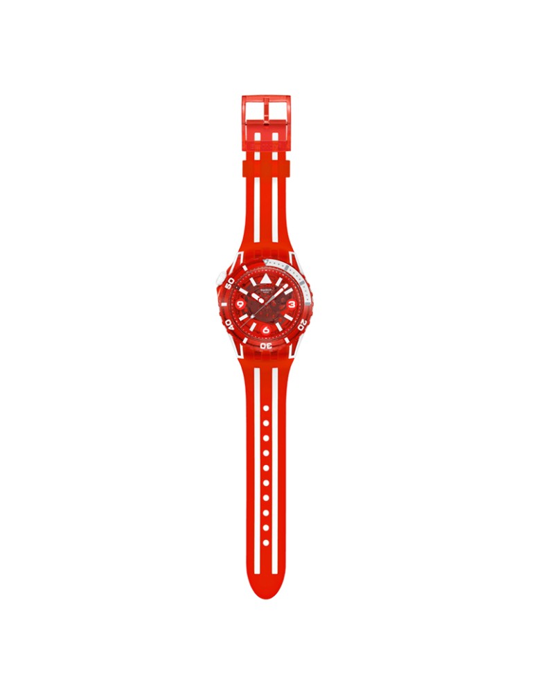 Orologio Swatch - Lion's Mane -Solo Tempo-44mm-Rosso-Bianco-SSCU09R100